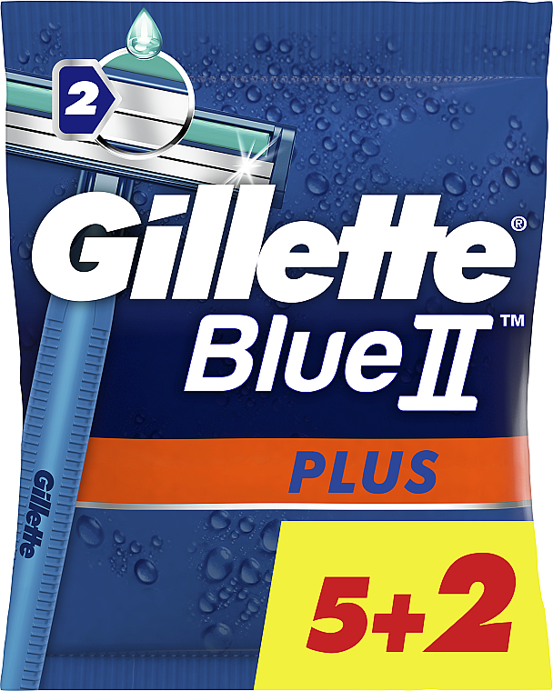Zestaw jednorazowych ostrzy do golenia, 5+2 szt. - Gillette Blue II Plus — Zdjęcie N1