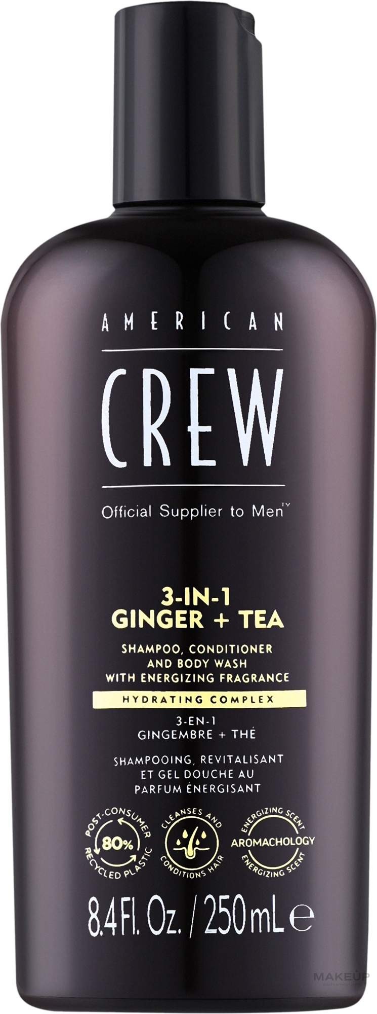 Żel do pielęgnacji włosów i ciała 3 w 1 - American Crew Official Supplier To Men 3 In 1 Ginger + Tea Shampoo Conditioner And Body Wash  — Zdjęcie 250 ml