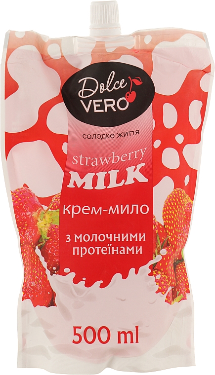 Kremowe mydło w plynie z proteinami mleka - Dolce Vero Strawberry Milk (uzupełnienie) — Zdjęcie N1