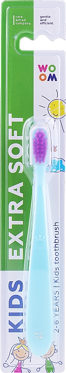 Szczoteczka do zębów dla dzieci w wieku 2-6 lat, ultra miękka, niebieska z fioletowym - Woom Kids Extra Soft Toothbrush 2-6 — Zdjęcie N1