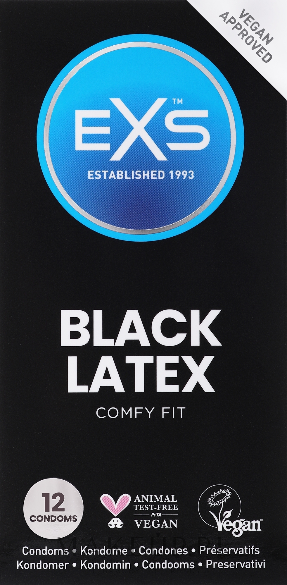 Czarne prezerwatywy, 12 szt. - EXS Condoms Comfy Fit Black Latex — Zdjęcie 12 szt.