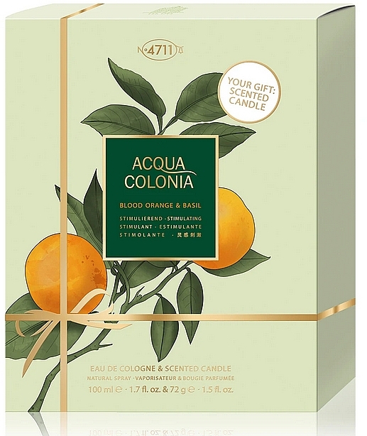 Maurer & Wirtz 4711 Acqua Colonia Blood Orange & Basil - Zestaw (col/100ml + candle/72g) — Zdjęcie N1