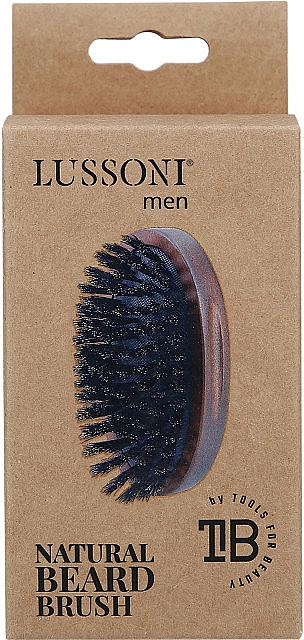 Szczotka do brody z naturalnymi włosami dzika, owalna - Lussoni Men Natural Baerd Brush — Zdjęcie N3