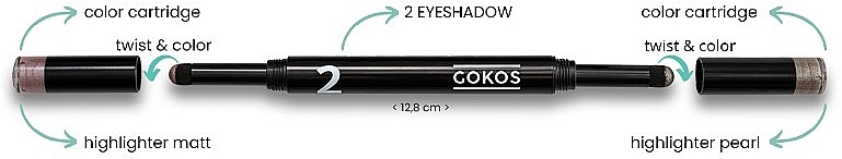 Podwójny rozświetlacz do powiek w kredce - Gokos EyeLighter Black Edition — Zdjęcie N2