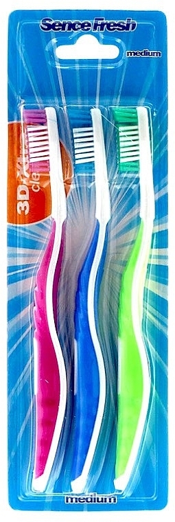 Zestaw szczoteczek do zębów, 3 szt. - Sence Fresh Medium Toothbrush — Zdjęcie N1