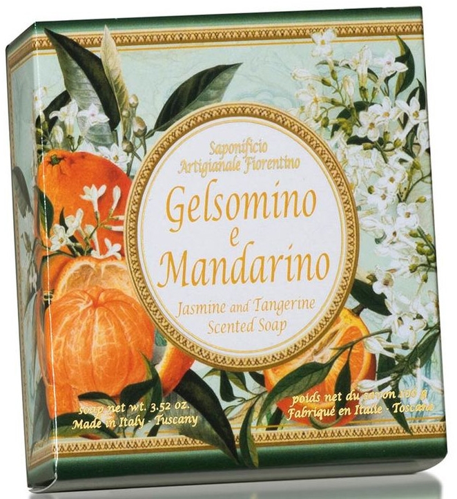 Naturalne mydło w kostce Jaśmin i mandarynki - Saponificio Artigianale Fiorentino Amalfi Jasmine & Tangerine Soap — Zdjęcie N1