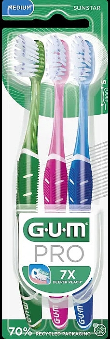 Zestaw trzech szczoteczek do zębów - Sunstar Gum Pro Medium Toothbrush Trio Pack — Zdjęcie N1