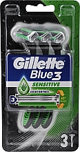 Zestaw jednorazowych maszynek do golenia, czarno-zielony - Gillette Blue 3 Sense Sensitive — Zdjęcie N1