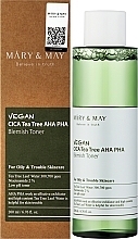Tonik do twarzy z wąkrotą azjatycką i drzewem herbacianym - Mary & May Vegan Cica Tea Tree AHA PHA Toner — Zdjęcie N2