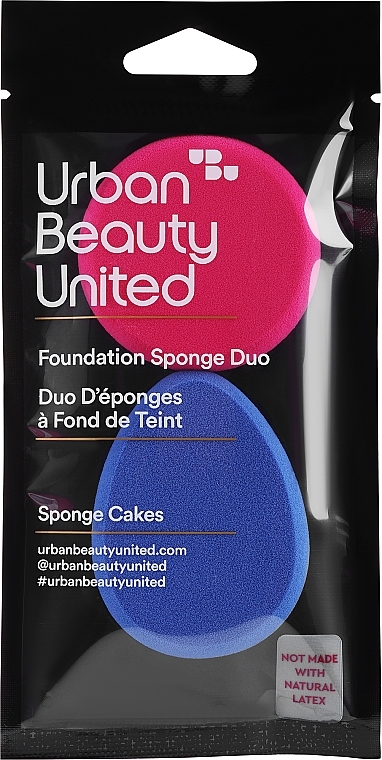 Gąbeczki do podkładu, różowa + niebieska - UBU Sponge Cakes Foundation Sponge Duo — Zdjęcie N1