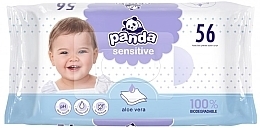 Chusteczki nawilżane z aloesem Panda Sensitive, 56 szt. - Bella Baby — Zdjęcie N1