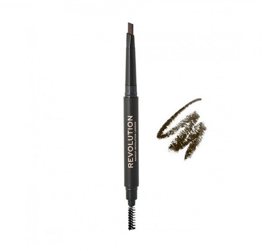 Kredka do brwi - Makeup Revolution Duo Brow Definer Pencil — Zdjęcie Dark Brown