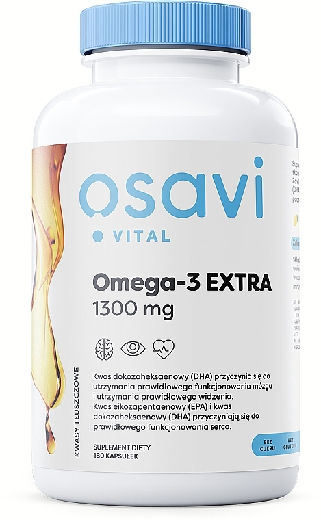 Suplement diety Omega-3 Extra, w kapsułkach miękkich - Osavi Omega-3 Extra 1300mg Lemon Softgels — Zdjęcie N2