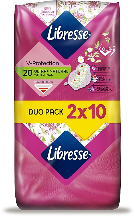 Podpaski higieniczne ultra, 20 szt. - Libresse 20 Ultra Thin Aloe Vera&Camomile Normal Soft — Zdjęcie N1