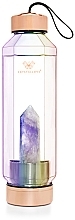 Kup Szklana holograficzna butelka na wodę z ametystem, 650 ml - Crystallove Hexagon Hologram Amethyst Bottle