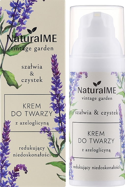 Krem do twarzy redukujący niedoskonałości na dzień z azeloglicyną - NaturalME Vintage Garden Sage & Cistus Reducing Imperfections Cream With Azeloglycine — Zdjęcie N2