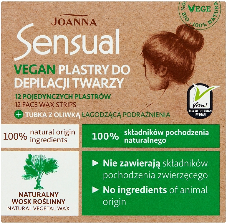 Plastry z roślinnym woskiem do depilacji twarzy - Joanna Sensual Depilatory Vegan Wax Strips