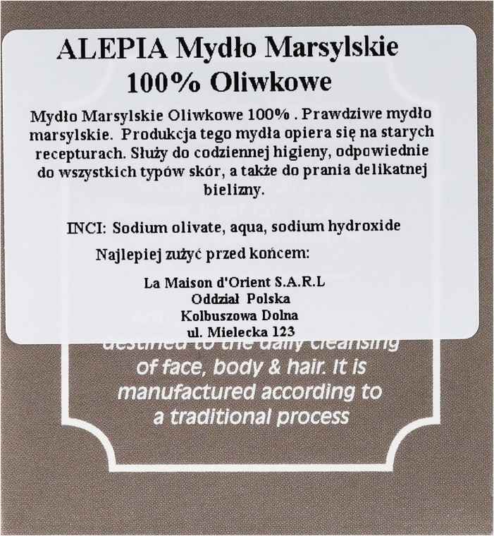 Mydło marsylskie z oliwą z oliwek - Alepia Antique Marseille Soap — Zdjęcie N3