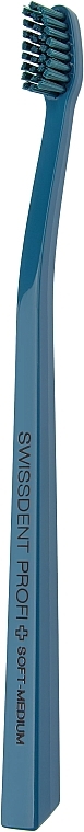 Szczoteczka do zębów, średnio miękka, petrol blue z niebieskim włosiem - Swissdent Profi Colours Soft-Medium — Zdjęcie N1