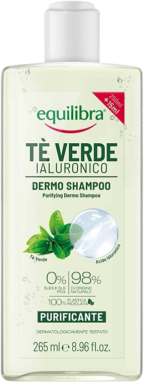 Szampon z zieloną herbatą i kwasem hialuronowym - Equilibra Purifying Dermo Shampoo — Zdjęcie N1