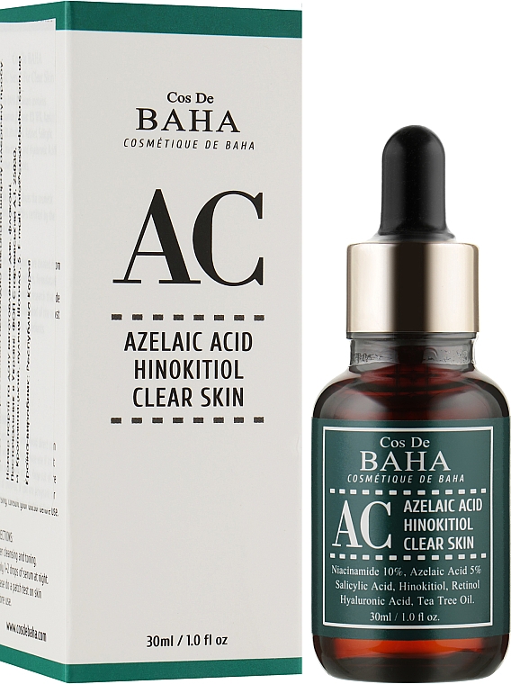 Intensywne serum przeciwtrądzikowe do twarzy z kwasem azelainowym i hinokitiolem - Cos De BAHA Acne Treatment Serum — Zdjęcie N2