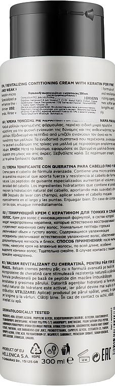Kremowa odżywka z keratyną do włosów cienkich i słabych - Lorvenn Keratin Vitality Conditioner — Zdjęcie N2