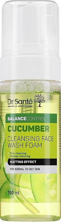 Ogórkowa pianka oczyszczająca do mycia twarzy - Dr Sante Cucumber Balance Control — Zdjęcie N2