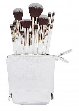 Zestaw 12 pędzli do makijażu + torebka, biały - ILU Basic Mu White Makeup Brush Set — Zdjęcie N1