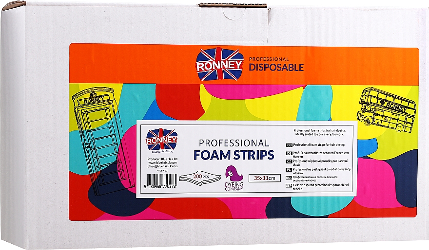 Paski piankowe do koloryzacji włosów, 35 x 11 cm - Ronney Professional Foam Strips — Zdjęcie N2