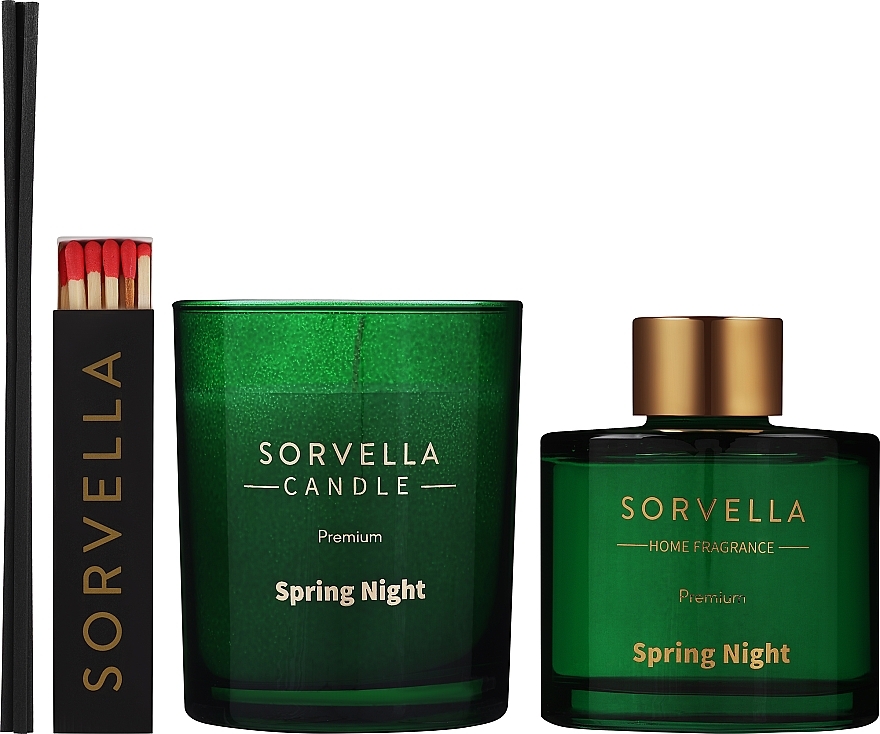 Zestaw podróżny - Sorvella Perfume Home Fragrance Spring Night (aroma diffuser/120ml + candle/170g) — Zdjęcie N2