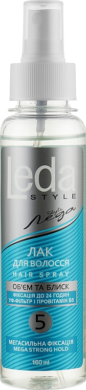 Lakier do włosów " Leda Style " o mega-mocnym utrwaleniu ze spryskiwaczem - Supermash — Zdjęcie N1