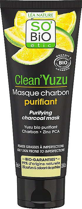 Oczyszczająca maseczka z węglem drzewnym - So'Bio Etic Clean'Yuzu Purifying Charcoal Mask — Zdjęcie N1