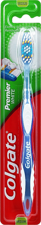 Szczoteczka do zębów Premier Clean, średnia twardość, niebieska - Colgate Premier Medium Toothbrush — Zdjęcie N1