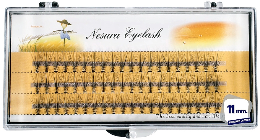 PRZECENA! Sztuczne rzęsy C, 11 mm, 60 szt. - Nesura Eyelash Premium * — Zdjęcie N2