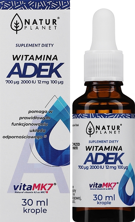 Suplement diety, witamina A+D+E+K - Natur Planet Vitamin A+D+E+K — Zdjęcie N2