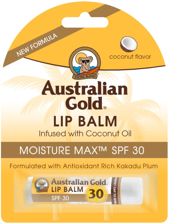 Przeciwsłoneczny balsam do ust SPF 30 Kokos - Australian Gold Lip Balm Infused With Coconut Oil — фото N1