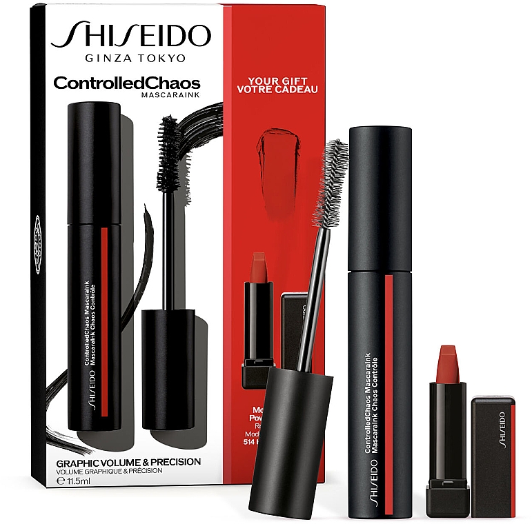 Zestaw do makijażu - Shiseido ControlledChaos Mascara Set (mascara/11.5ml + lip/stick/2.5g)