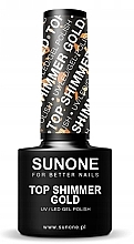 Top z połyskiem do lakieru hybrydowego - Sunone Top Shimmer Gold — Zdjęcie N1