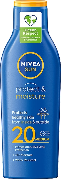 Wodoodporny balsam do opalania - NIVEA SUN Protect & Moisture Sun Lotion SPF20 48H Moisture — Zdjęcie N1