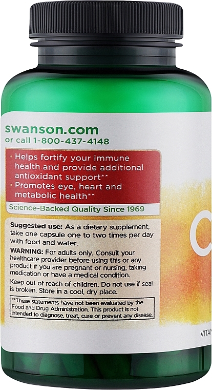Suplement diety Witamina C z dzikiej róży, 1000 mg. - Swanson Vitamin C With Rose Hips Extract — Zdjęcie N2