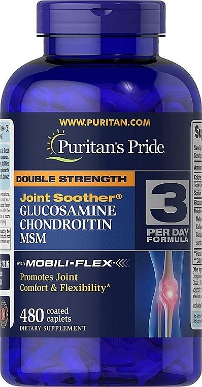 Glukozamina, chondroityna i MSM w kapsułkach - Puritan's Pride Glucosamine Chondroitin MSM Double Strength — Zdjęcie N5