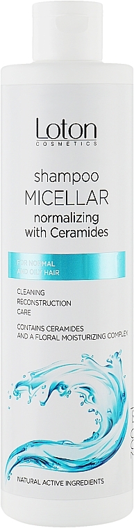 Normalizujący szampon micelarny z ceramidami do włosów normalnych i przetłuszczających się - Loton — Zdjęcie N1