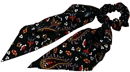 Kup Gumka do włosów ze wstążką, czarna w kwiatowy wzór - Lolita Accessories 