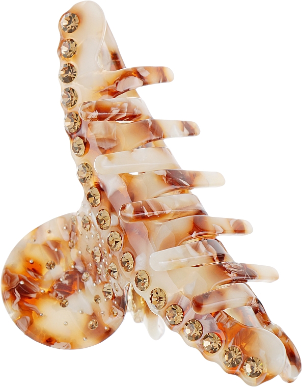 Spinka do włosów krab Łuk z cyrkoniami, 291, beżowo-brązowa - Elita — Zdjęcie N1