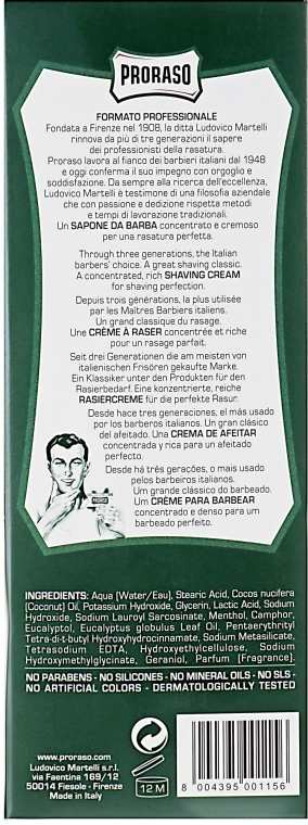 Krem do golenia Eukaliptus i mentol - Proraso Green Shaving Cream — Zdjęcie N5