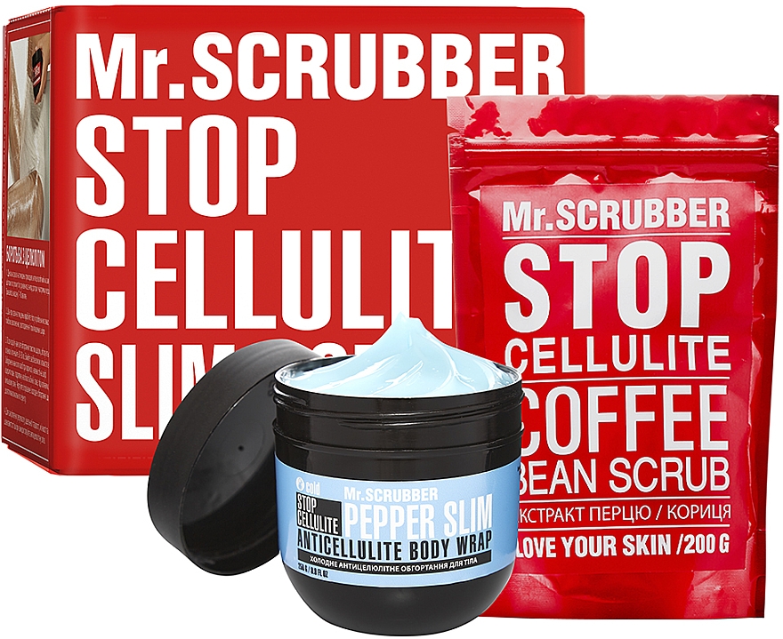 Zestaw - Mr.Scrubber Stop Cellulite Cold Pepper Slim (cr/cold/250g + scrub/200g) — Zdjęcie N1