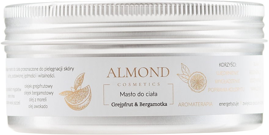 Masło do ciała Grejpfrut i bergamotka - Almond Cosmetics Grapefruit & Bergamot Body Butter — Zdjęcie N2