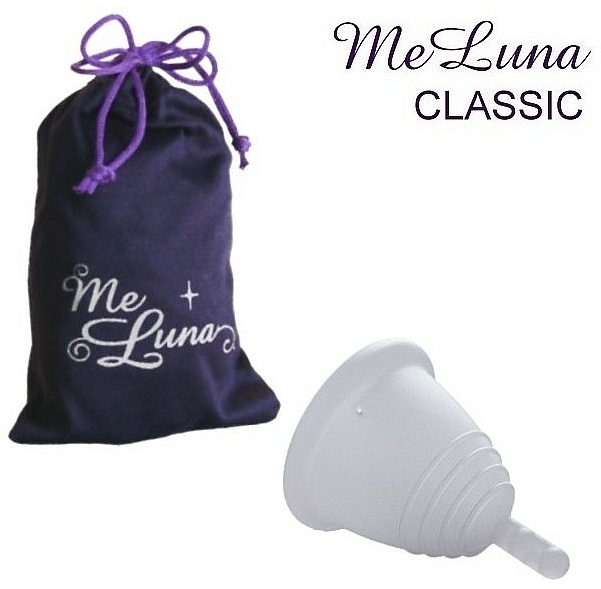 Kubeczek menstruacyjny, rozmiar M, przezroczysty - MeLuna Classic Shorty Menstrual Cup Stem — Zdjęcie N1