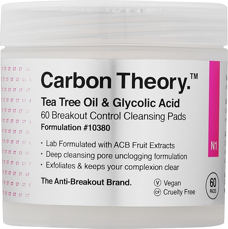 Płatki oczyszczające z olejkiem z drzewa herbacianego do twarzy - Carbon Theory Cleansing Pads Tea Tree Oil — Zdjęcie N2