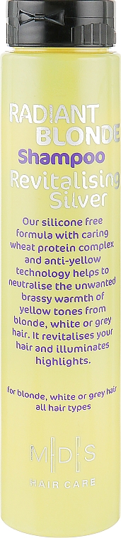 Szampon neutralizujący żółty odcień włosów - Mades Cosmetics Radiant Blonde Shampoo Revitalising Silver